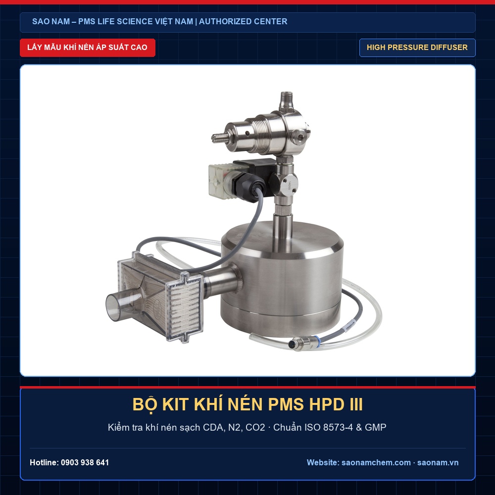 Bộ Kit Lấy Mẫu Tiểu Phân Khí Nén Áp Suất Cao PMS HPD III | SAO NAM - PMS Life Science Vietnam Bộ kit lấy mẫu tiểu phân khí nén áp suất cao PMS HPD III compressed gas kit - SAO NAM Authorized PMS Center