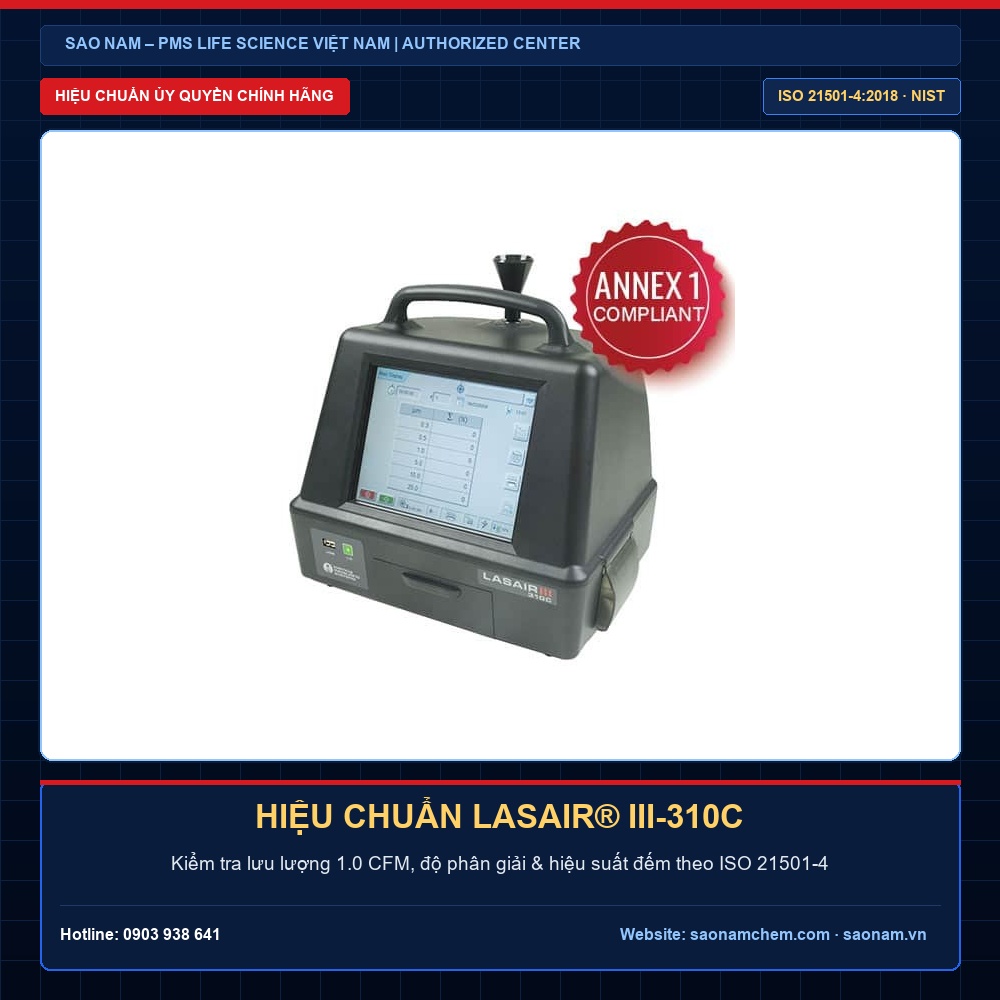 Dịch Vụ Hiệu Chuẩn Máy Đếm Tiểu Phân Lasair® III-310C Chính Hãng PMS | SAO NAM Dịch vụ hiệu chuẩn máy đếm tiểu phân Lasair III-310C chính hãng PMS theo chuẩn ISO 21501-4 tại SAO NAM
