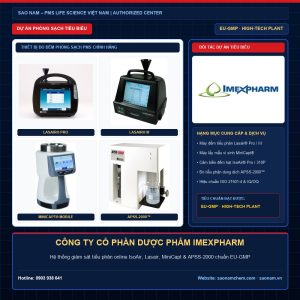 Hệ thống giám sát tiểu phân và vi sinh phòng sạch EU GMP Annex 1 tại Công ty Cổ phần Dược phẩm Imexpharm do Sao Nam PMS cung cấp