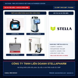 Thiết bị đếm tiểu phân Lasair III, Lasair Pro, lấy mẫu vi sinh MiniCapt, IsoAir và APSS-2000 hãng PMS tại dự án CÔNG TY TNHH LIÊN DOANH STELLAPHARM do SAO NAM cung cấp và hiệu chuẩn ISO 21501-4
