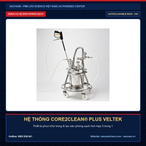 Hệ thống khử trùng và lau sàn phòng sạch Core2Clean Plus Veltek VAI đột phá 3 trong 1 cho nhà máy GMP