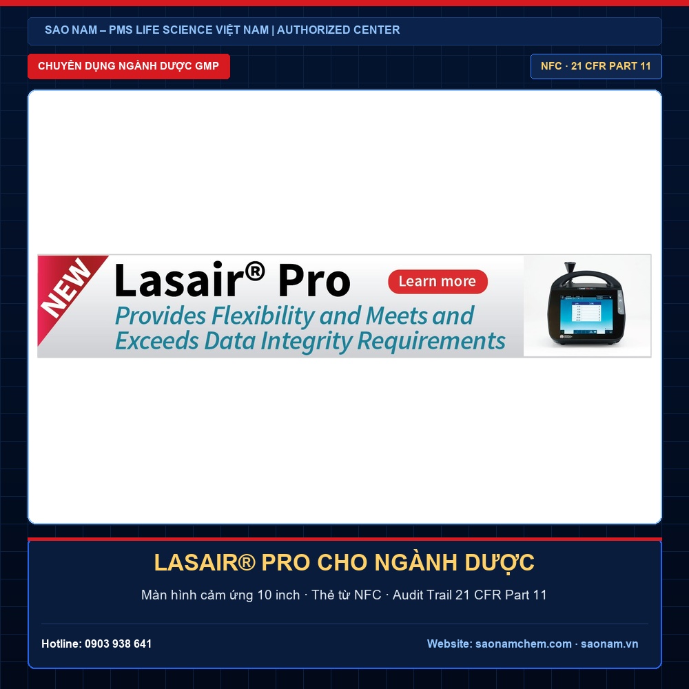 Lasair® Pro – Máy Đếm Tiểu Phân Hàng Đầu Dành Cho Ngành Dược | SAO NAM Lasair Pro máy đếm tiểu phân hàng đầu dành cho ngành Dược màn hình 10 inch NFC chuẩn 21 CFR Part 11 tại SAO NAM