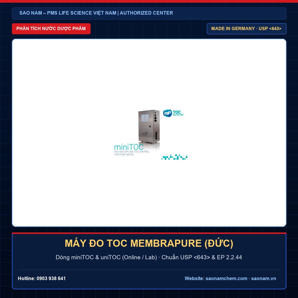 Máy Đo Tổng Carbon Hữu Cơ TOC membraPure Đức (miniTOC & uniTOC) | SAO NAM Máy đo tổng carbon hữu cơ TOC membraPure Đức miniTOC và uniTOC cho nước pha tiêm WFI và PW chuẩn USP 643