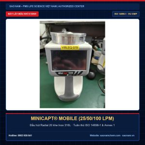 Máy lấy mẫu khí vi sinh MiniCapt Mobile PMS lưu lượng 25 50 100 LPM chuẩn ISO 14698-1 và EU GMP Annex 1