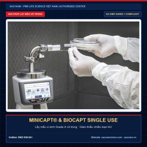 Máy lấy mẫu vi sinh MiniCapt Mobile tích hợp đầu hút BioCapt Single Use chuẩn Annex 1