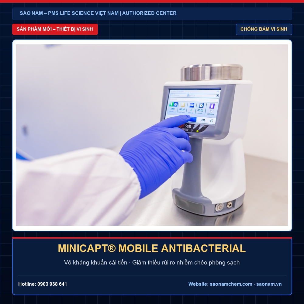 Máy Lấy Mẫu Vi Sinh MiniCapt Mobile Vỏ Kháng Khuẩn | SAO NAM - PMS Life Science Vietnam Máy lấy mẫu vi sinh MiniCapt Mobile vỏ kháng khuẩn không hóa chất khử trùng - SAO NAM Authorized PMS Center