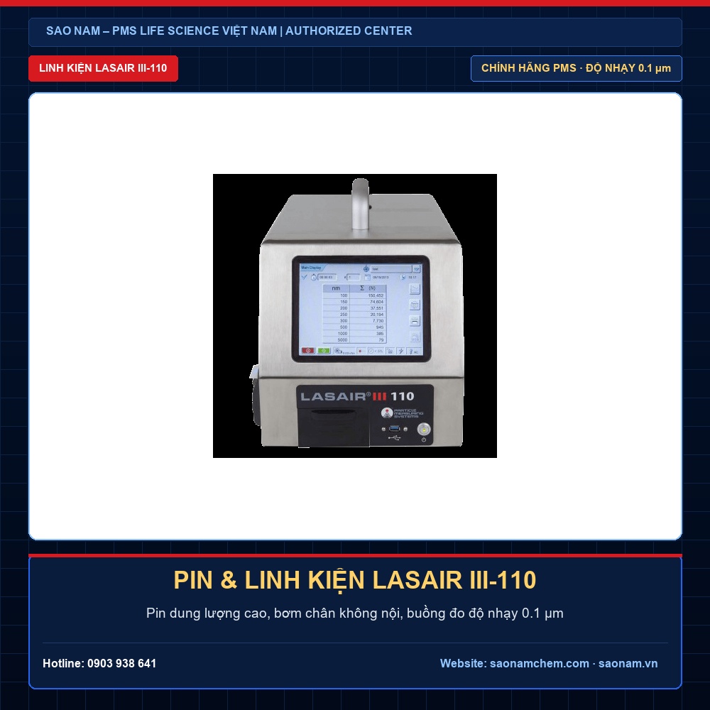 Pin & Linh Kiện Máy Đếm Tiểu Phân Lasair III-110 Chính Hãng PMS | SAO NAM - PMS Life Science Vietnam Pin và linh kiện máy đếm tiểu phân Lasair III-110 chính hãng PMS - SAO NAM Authorized PMS Center