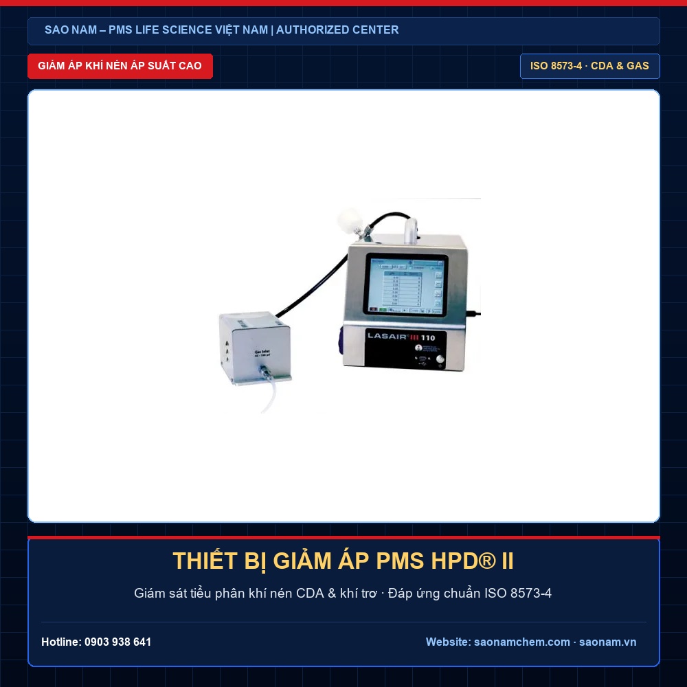 Thiết Bị Giảm Áp Khí Nén Áp Suất Cao PMS HPD® II – Chuẩn ISO 8573 | SAO NAM Thiết bị giảm áp khí nén áp suất cao PMS HPD II giám sát tiểu phân khí trơ và CDA chuẩn ISO 8573 tại SAO NAM