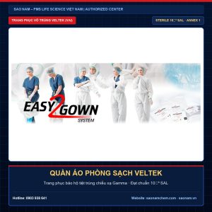 Trang phục và quần áo bảo hộ phòng sạch tiệt trùng Veltek VAI đạt chuẩn chiếu xạ 10-6 SAL cho dược phẩm vô trùng